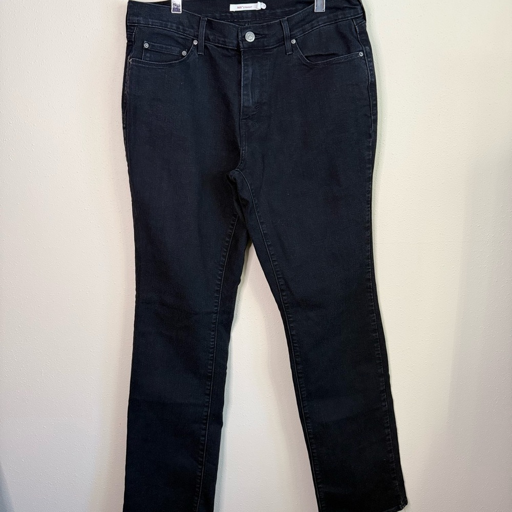 Levi’s 505 Straight Leg Black Jeans Women’s Dark Wash Classic Denim W28